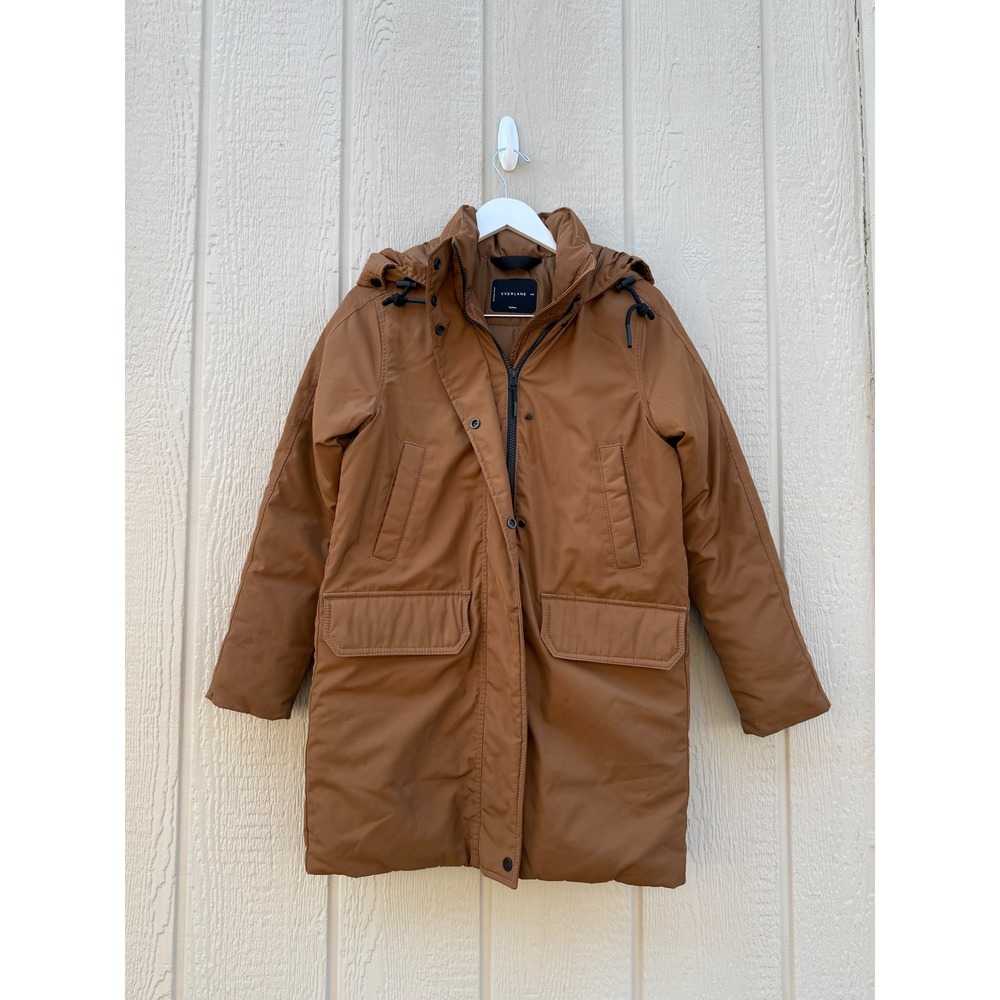 Everlane XXS ReNew Military Parka Brown Recycled PrimaLoft Hooded Jacket